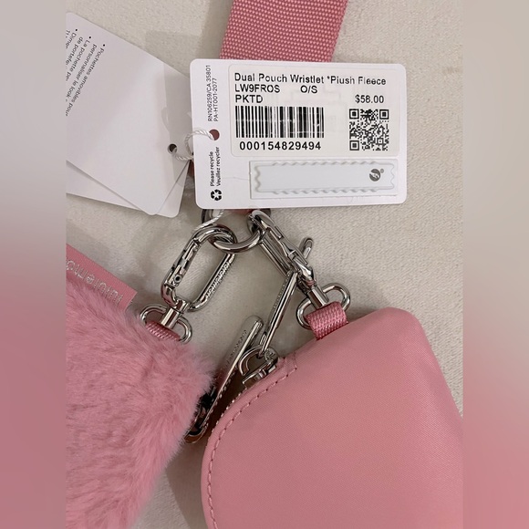 NWT Lululemon Dual Pouch Wristlet Plush Fleece Pink Tide